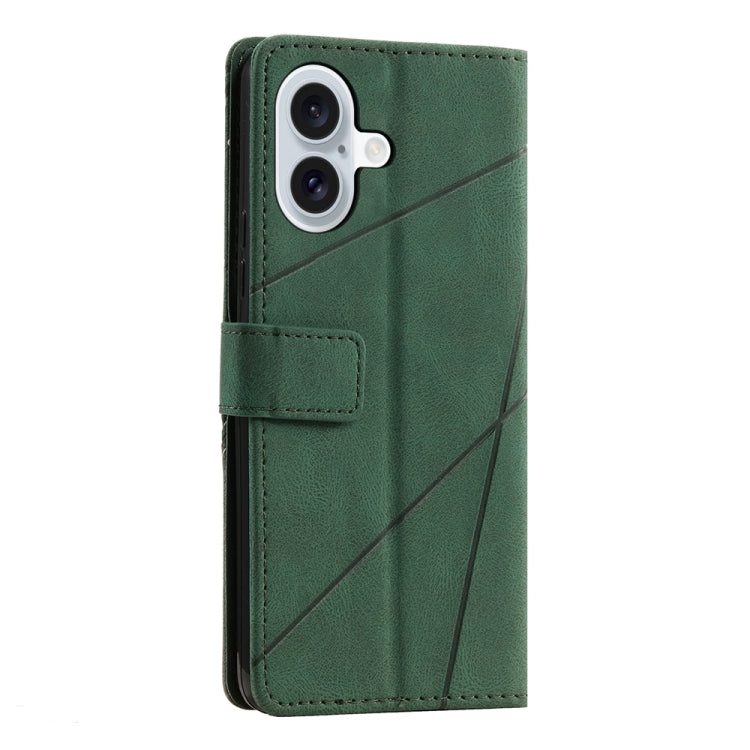For iPhone 16 Skin Feel Splicing Leather Phone Case(Green)