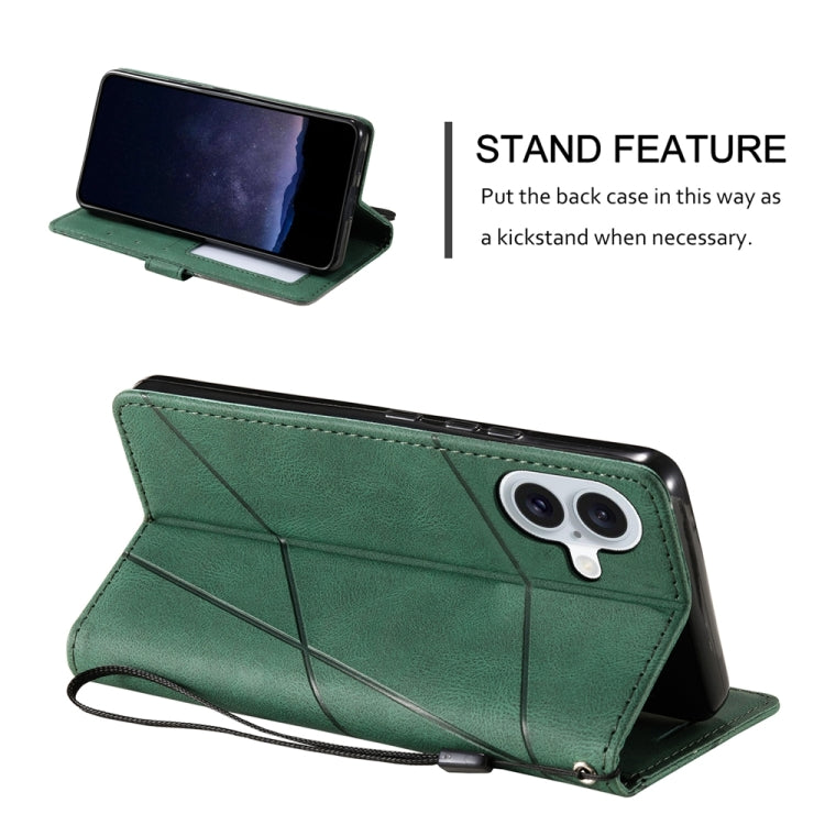 For iPhone 16 Skin Feel Splicing Leather Phone Case(Green)
