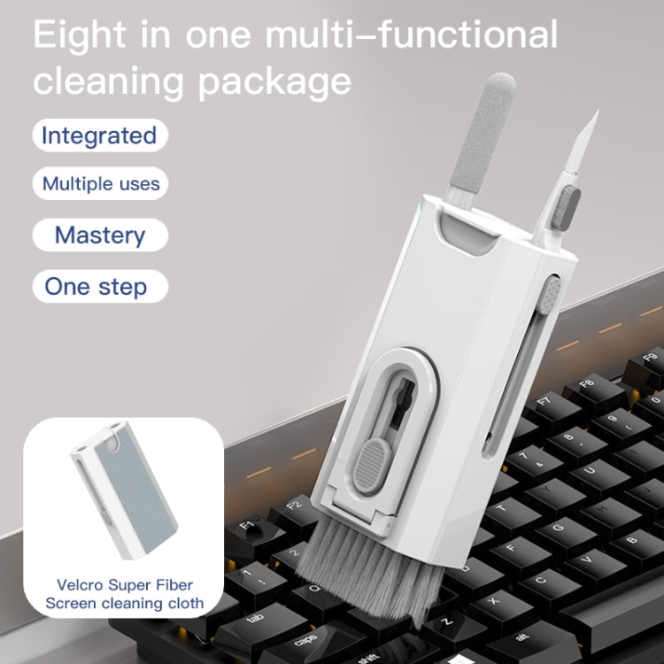 Q8 8 in 1 Multi-Function Headset Cleaning Pen Keyboard Mobile Phone Cleaner(White+Purple)