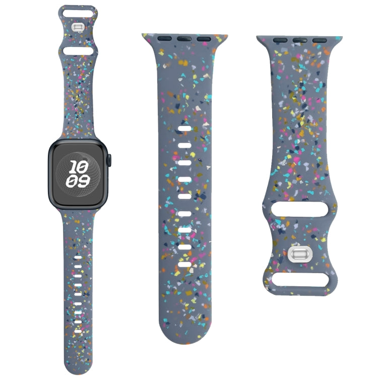 For Apple Watch 42mm Floral Silicone Watch Band(Grey)