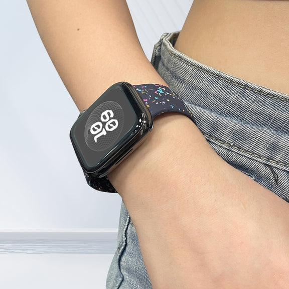 For Apple Watch 42mm Floral Silicone Watch Band(Blue)