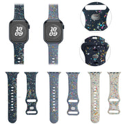 For Apple Watch Serie 9 41mm Floral Silicone Watch Band(Starlight)