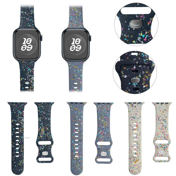 For Apple Watch Serie 9 41mm Floral Silicone Watch Band(Starlight)