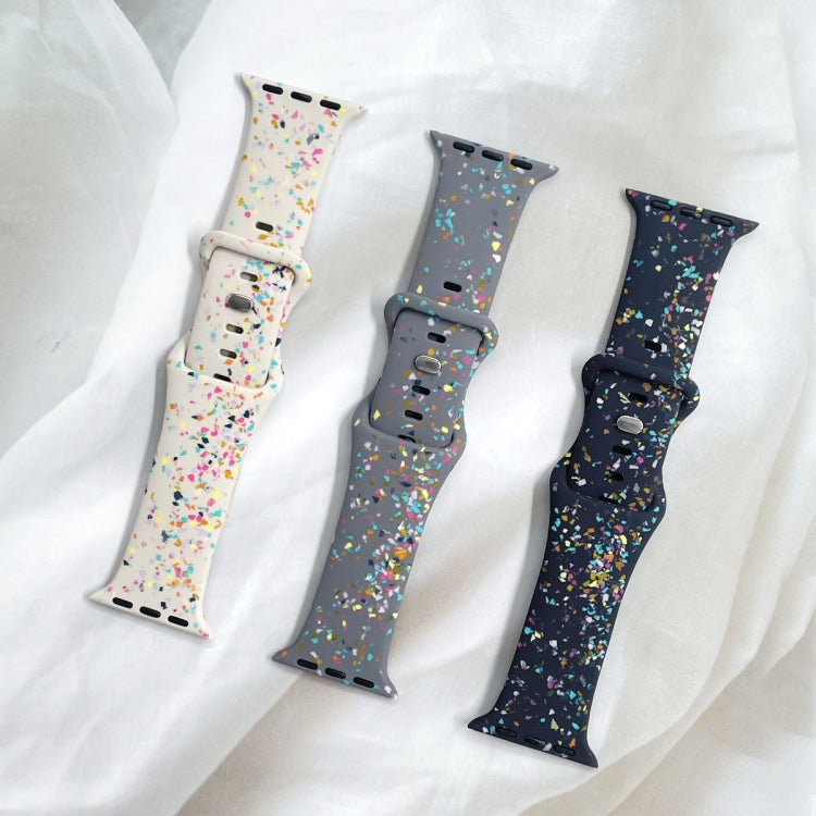 For Apple Watch 42mm Floral Silicone Watch Band(Blue)