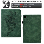 For Samsung Galaxy Tab A9+ Peony Butterfly Embossed Leather Smart Tablet Case(Green)