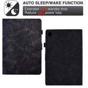 For Samsung Galaxy Tab A9+ Peony Butterfly Embossed Leather Smart Tablet Case(Black)