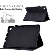 For Samsung Galaxy Tab A9+ Peony Butterfly Embossed Leather Smart Tablet Case(Black)