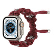 For Apple Watch Ultra 2 49mm Silk Silver Beads Braided Watch Band(Wine Red) - Watch Bands by PMC TechLife | Online Shopping South Africa | PMC TechLife