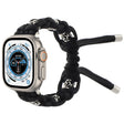 For Apple Watch Ultra 49mm Silk Silver Beads Braided Watch Band(Black) - Watch Bands by PMC TechLife | Online Shopping South Africa | PMC TechLife