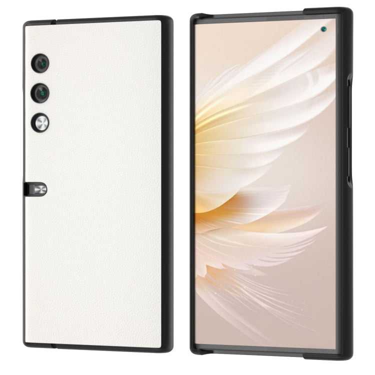 For Honor V Purse ABEEL Genuine Leather Elegant Black Edge Phone Case(White)
