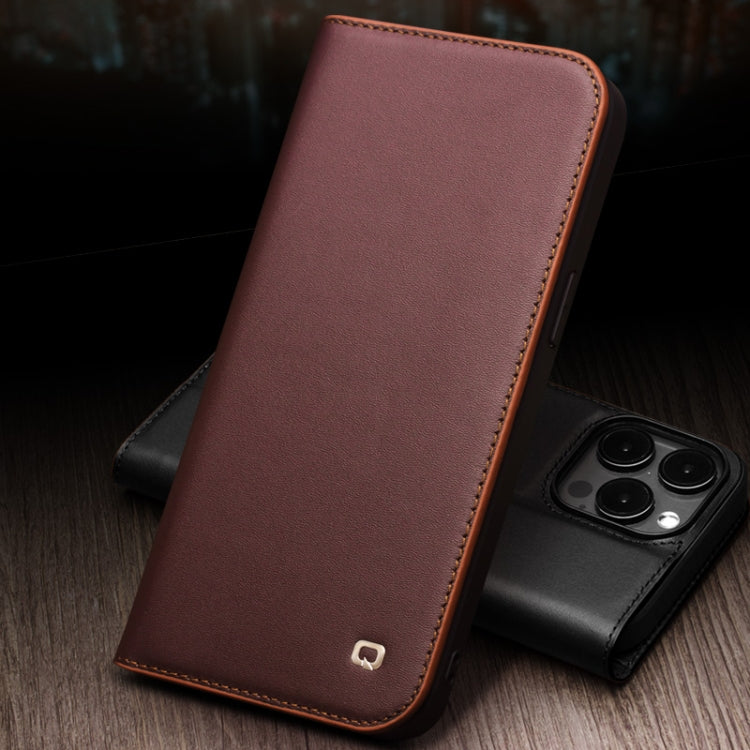 For iPhone 15 QIALINO Classic Gen2 Genuine Leather Phone Case(Black)