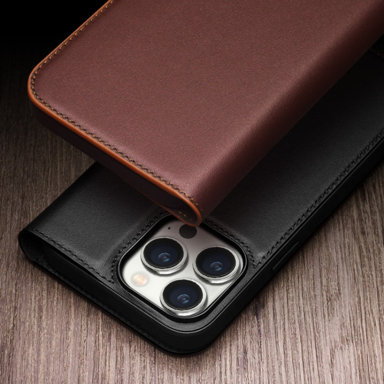 For iPhone 15 Pro Max QIALINO Classic Gen2 Genuine Leather Phone Case(Black)
