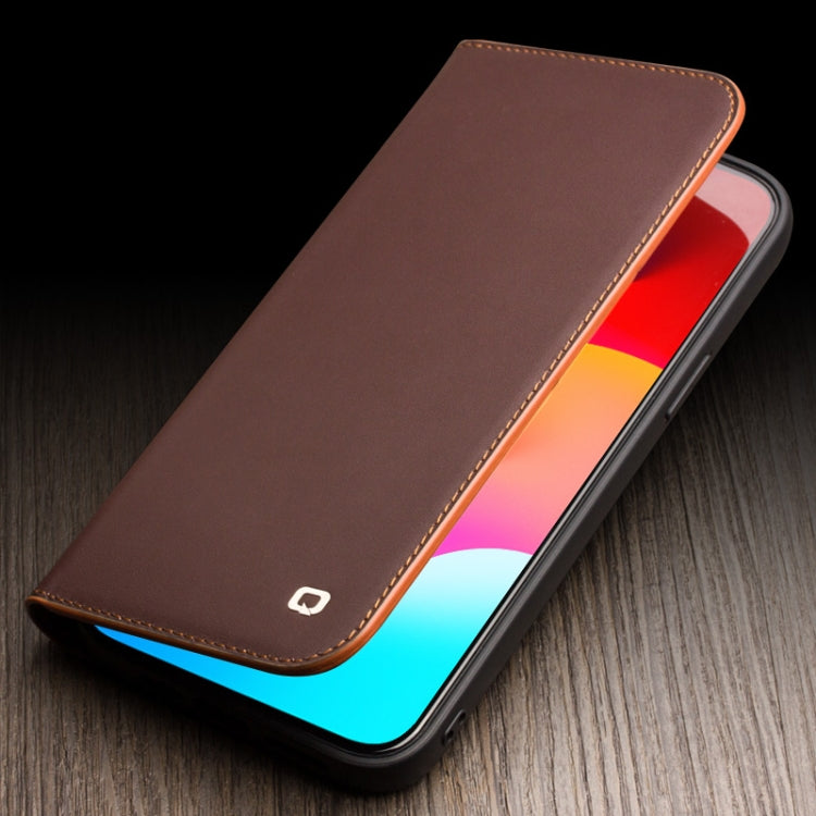 For iPhone 15 QIALINO Classic Gen2 Genuine Leather Phone Case(Black)
