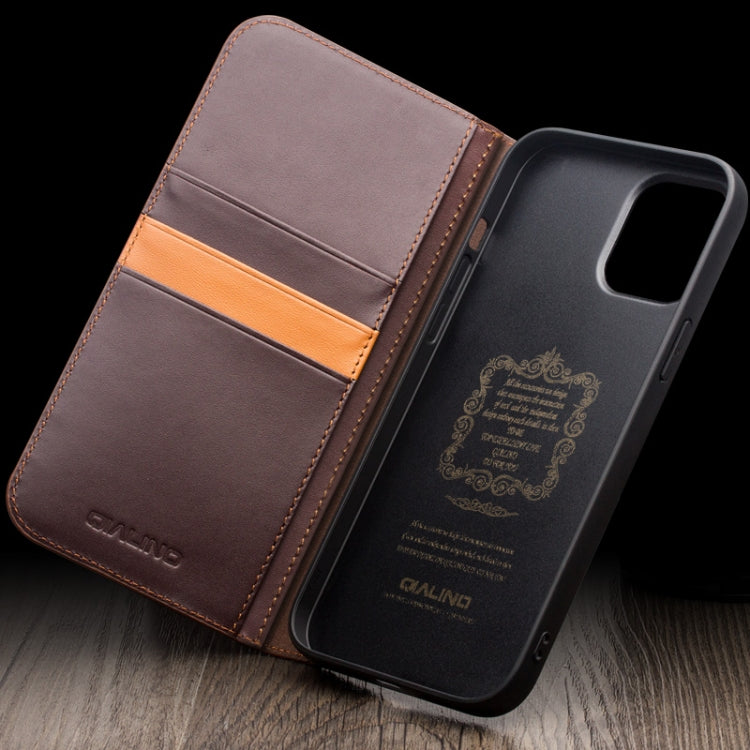 For iPhone 15 QIALINO Classic Gen2 Genuine Leather Phone Case(Black)