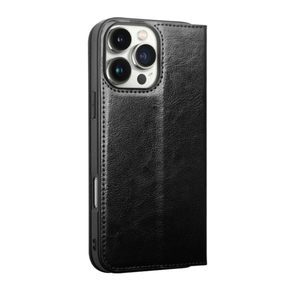 For iPhone 16 Pro Max QIALINO Classic Genuine Leather Phone Case(Black)