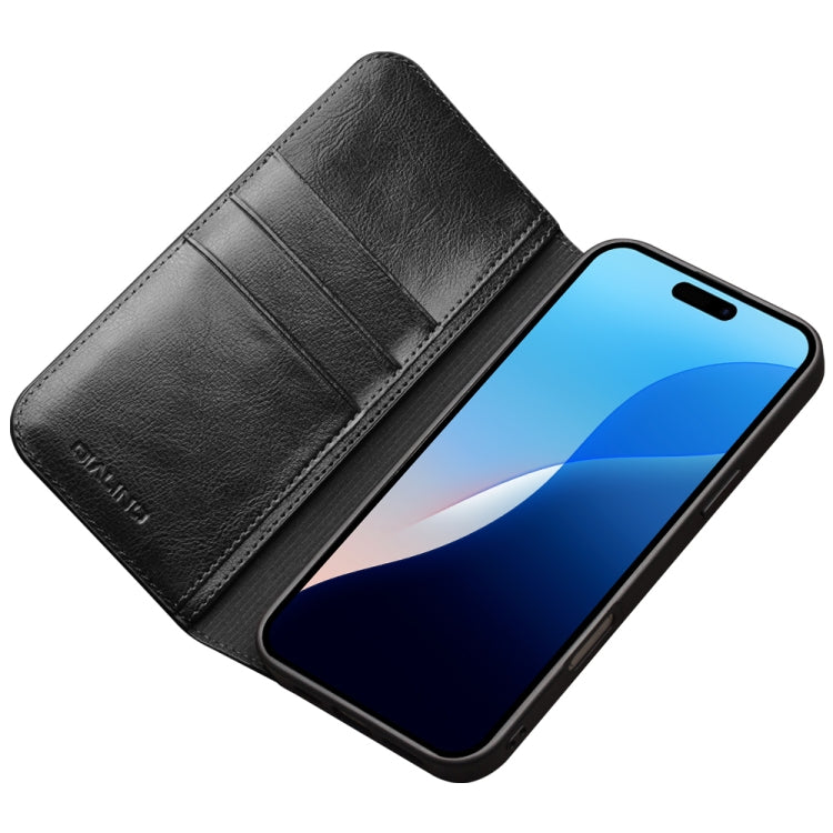 For iPhone 16 Pro Max QIALINO Classic Genuine Leather Phone Case(Black)