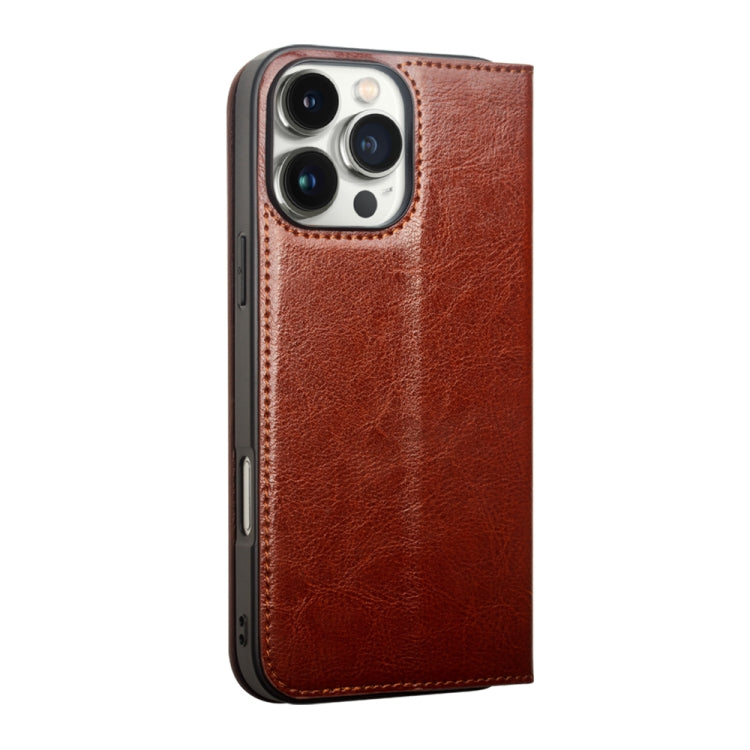 For iPhone 16 Pro QIALINO Classic Genuine Leather Phone Case(Brown)
