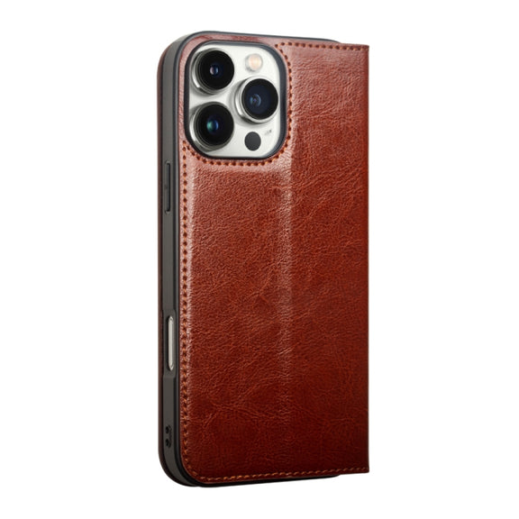 For iPhone 16 Pro QIALINO Classic Genuine Leather Phone Case(Brown)