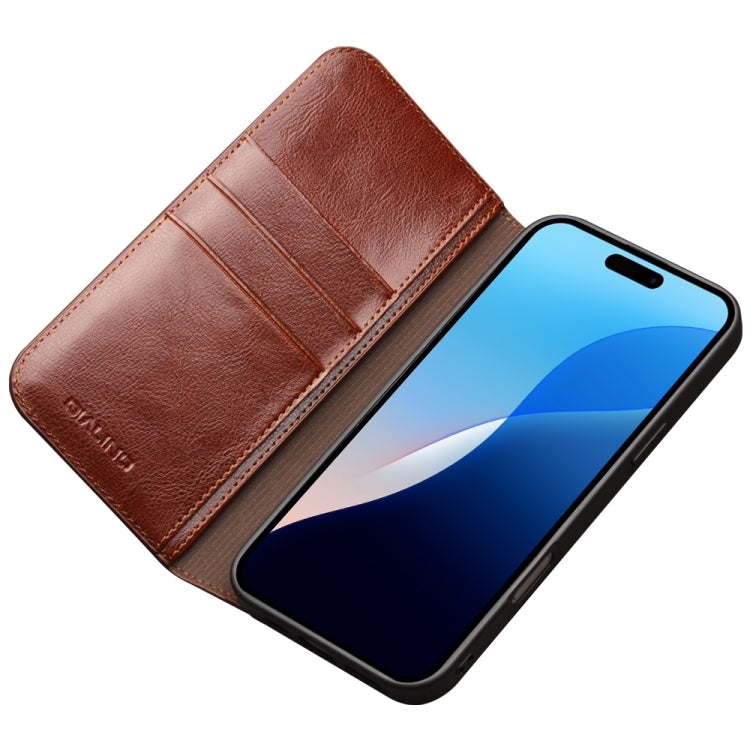 For iPhone 16 Plus QIALINO Classic Genuine Leather Phone Case(Brown)