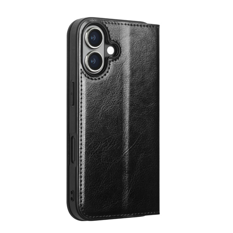 For iPhone 16 QIALINO Classic Genuine Leather Phone Case(Black)
