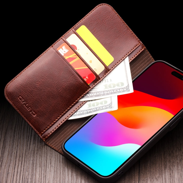 For iPhone 16 QIALINO Classic Genuine Leather Phone Case(Black)