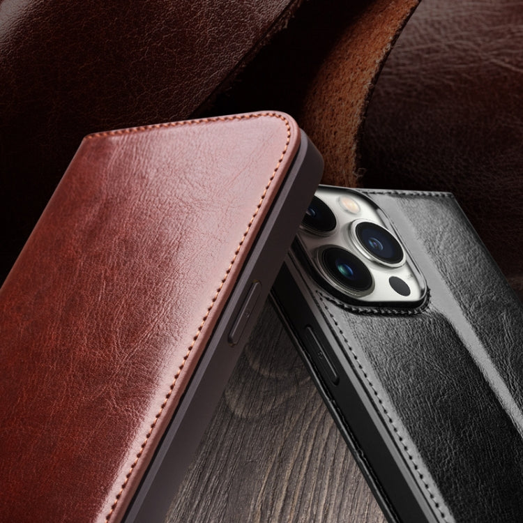 For iPhone 16 Plus QIALINO Classic Genuine Leather Phone Case(Black)