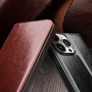 For iPhone 15 QIALINO Classic Genuine Leather Phone Case(Brown)