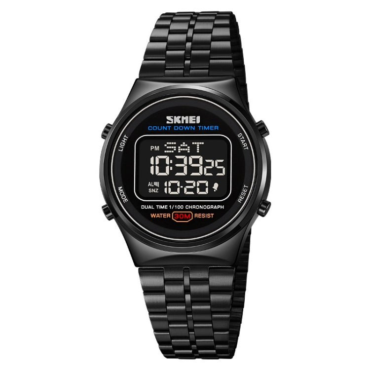SKMEI 1882 Multifunctional Men 30M Water-resistant Luminous Stainless Steel Digital Wrist Watch(Black)