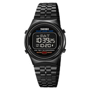 SKMEI 1882 Multifunctional Men 30M Water-resistant Luminous Stainless Steel Digital Wrist Watch(Black)