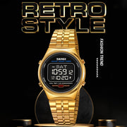 SKMEI 1882 Multifunctional Men 30M Water-resistant Luminous Stainless Steel Digital Wrist Watch(Black)
