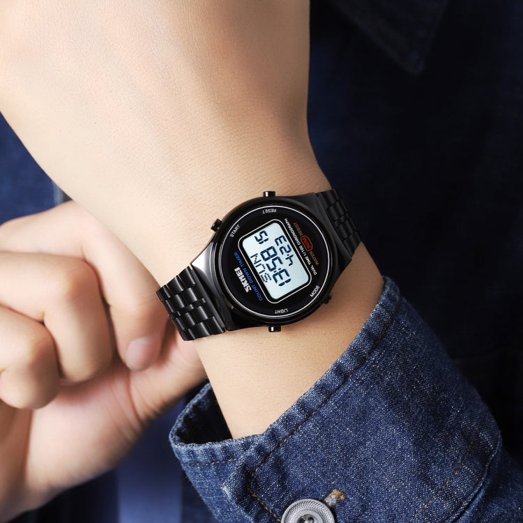 SKMEI 1882 Multifunctional Men 30M Water-resistant Luminous Stainless Steel Digital Wrist Watch(Silver White)