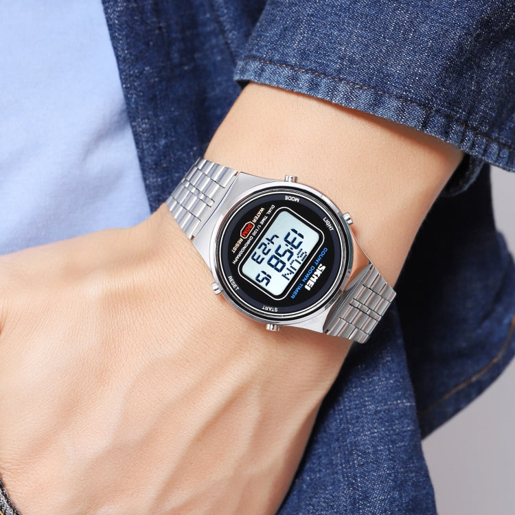 SKMEI 1882 Multifunctional Men 30M Water-resistant Luminous Stainless Steel Digital Wrist Watch(Black)