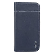 For iPhone 16 GEBEI Top-grain Horizontal Flip Leather Phone Case(Blue)