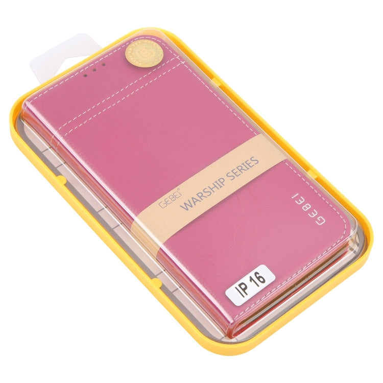 For iPhone 16 GEBEI Top-grain Horizontal Flip Leather Phone Case(Rose Red)