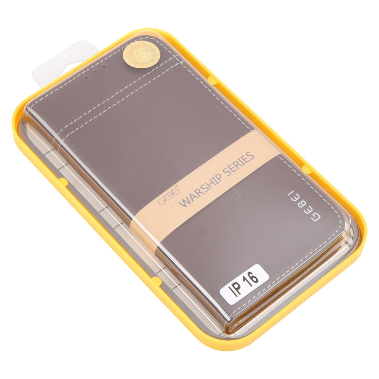 For iPhone 16 GEBEI Top-grain Horizontal Flip Leather Phone Case(Brown)