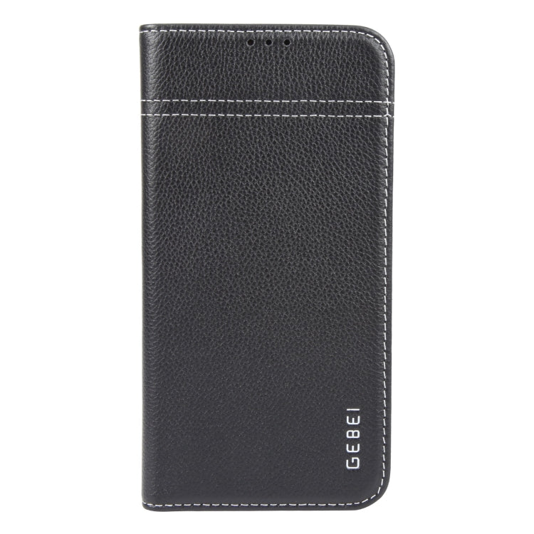 For iPhone 16 Plus GEBEI Top-grain Horizontal Flip Leather Phone Case(Black)