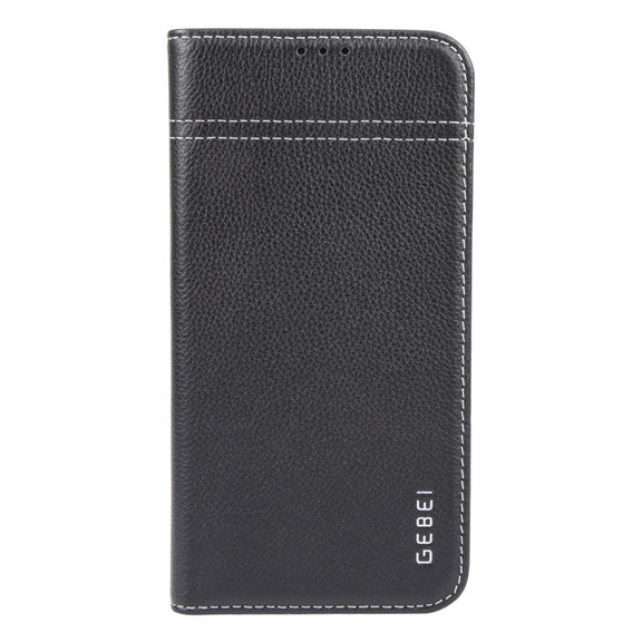 For iPhone 16 Plus GEBEI Top-grain Horizontal Flip Leather Phone Case(Black)