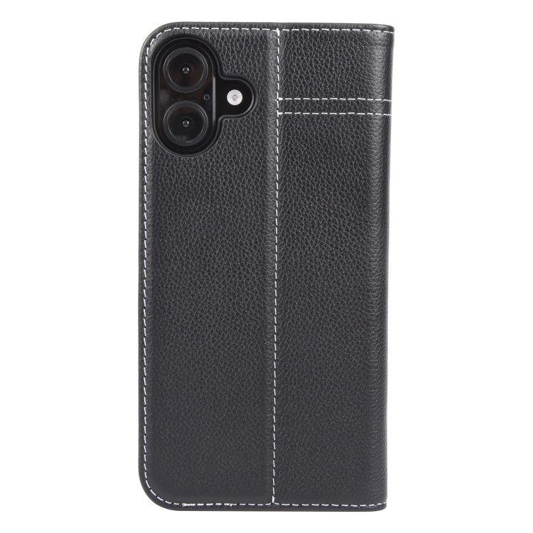 For iPhone 16 Plus GEBEI Top-grain Horizontal Flip Leather Phone Case(Black)
