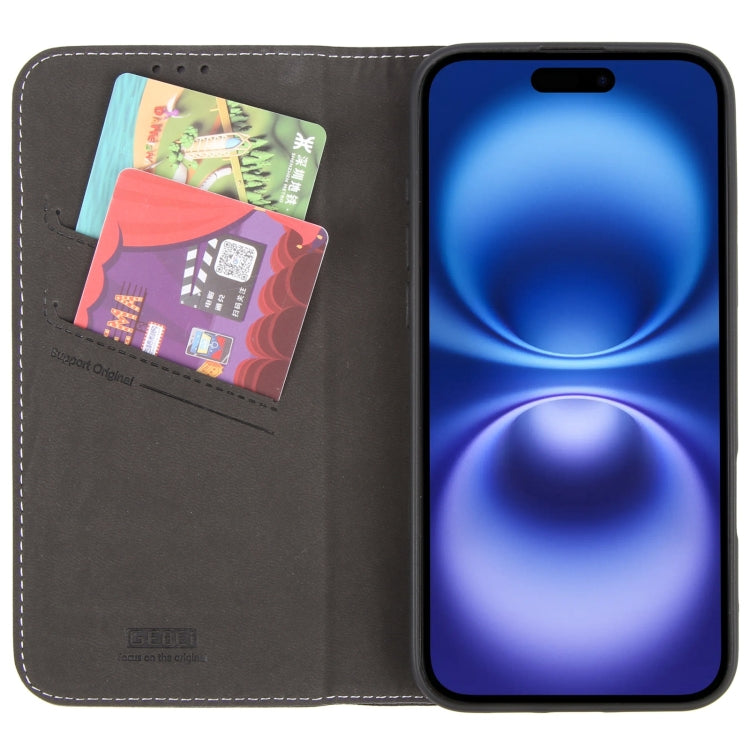 For iPhone 16 Plus GEBEI Top-grain Horizontal Flip Leather Phone Case(Black)