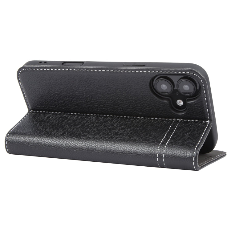 For iPhone 16 Plus GEBEI Top-grain Horizontal Flip Leather Phone Case(Black)