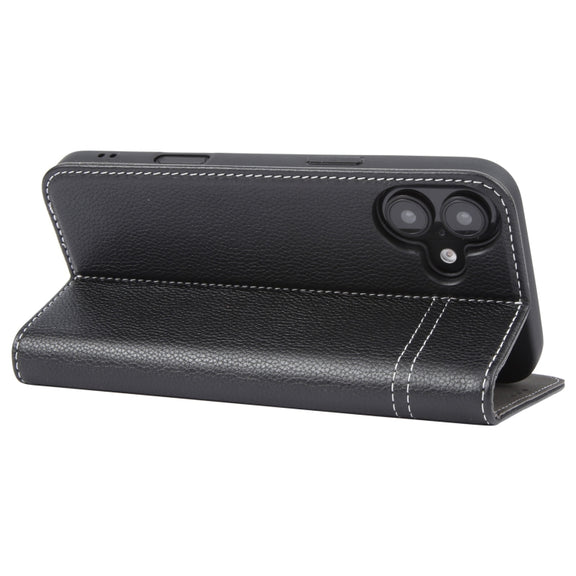 For iPhone 16 Plus GEBEI Top-grain Horizontal Flip Leather Phone Case(Black)