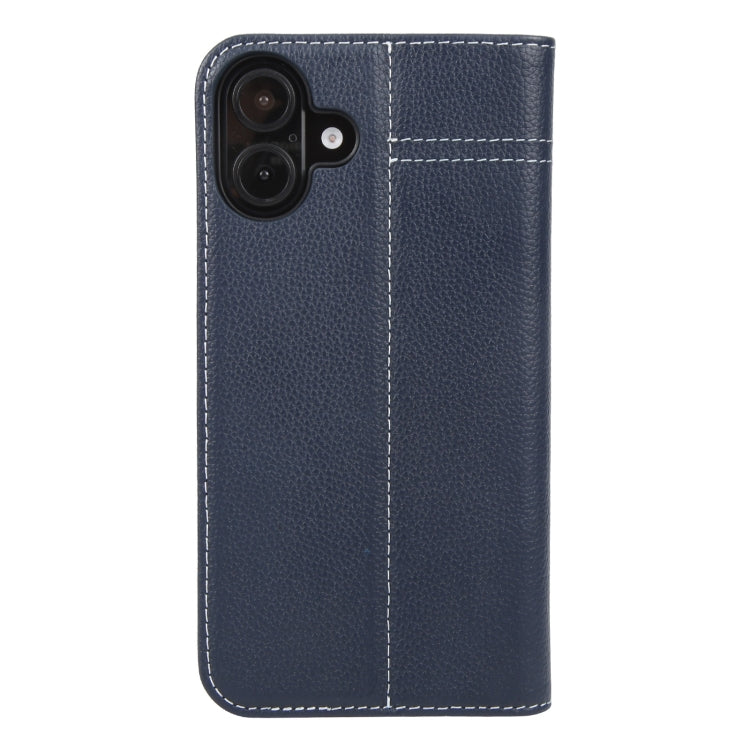 For iPhone 16 Plus GEBEI Top-grain Horizontal Flip Leather Phone Case(Blue)