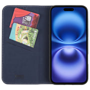 For iPhone 16 Plus GEBEI Top-grain Horizontal Flip Leather Phone Case(Blue)