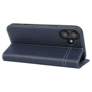 For iPhone 16 Plus GEBEI Top-grain Horizontal Flip Leather Phone Case(Blue)