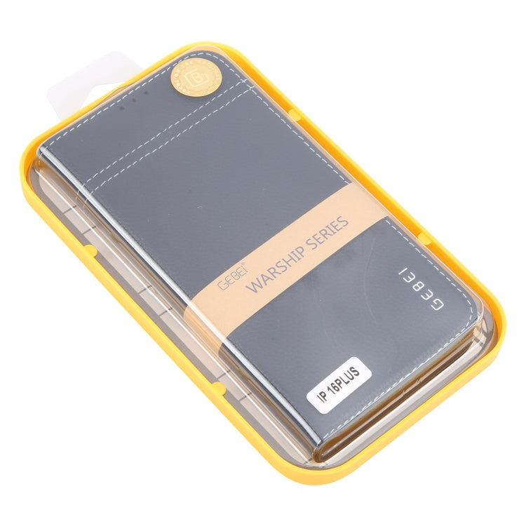For iPhone 16 Plus GEBEI Top-grain Horizontal Flip Leather Phone Case(Blue)