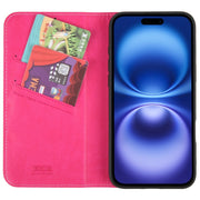 For iPhone 16 Plus GEBEI Top-grain Horizontal Flip Leather Phone Case(Rose Red)
