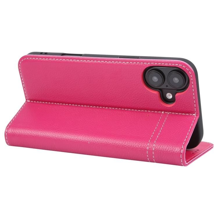 For iPhone 16 Plus GEBEI Top-grain Horizontal Flip Leather Phone Case(Rose Red)