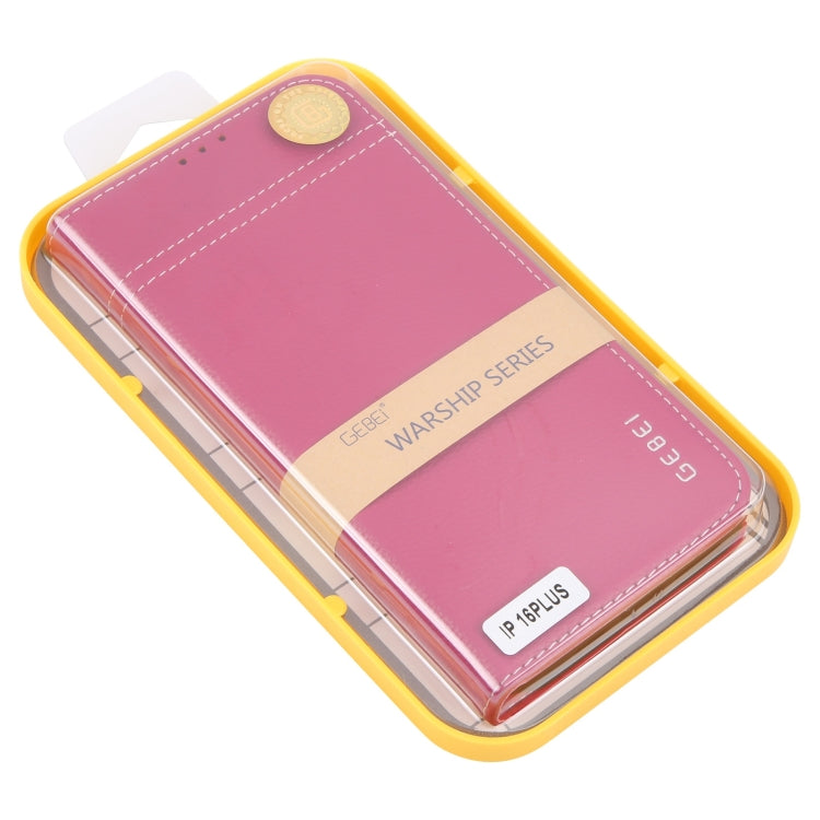 For iPhone 16 Plus GEBEI Top-grain Horizontal Flip Leather Phone Case(Rose Red)