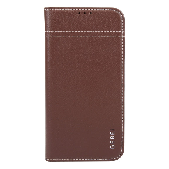 For iPhone 16 Plus GEBEI Top-grain Horizontal Flip Leather Phone Case(Brown)