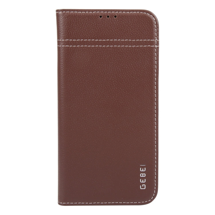 For iPhone 16 Plus GEBEI Top-grain Horizontal Flip Leather Phone Case(Brown)